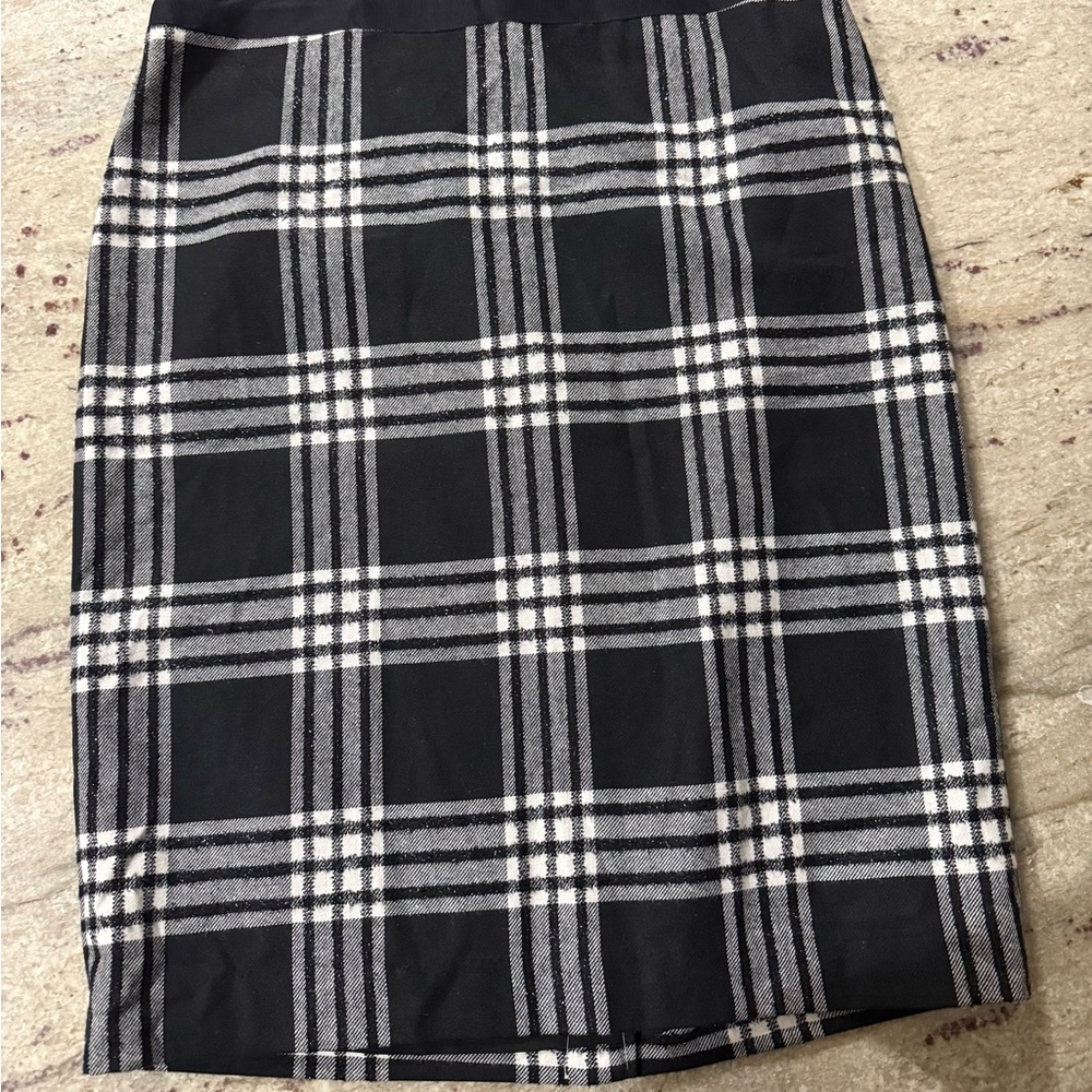 Talbots Black and Gray Checkered Pencil Skirt